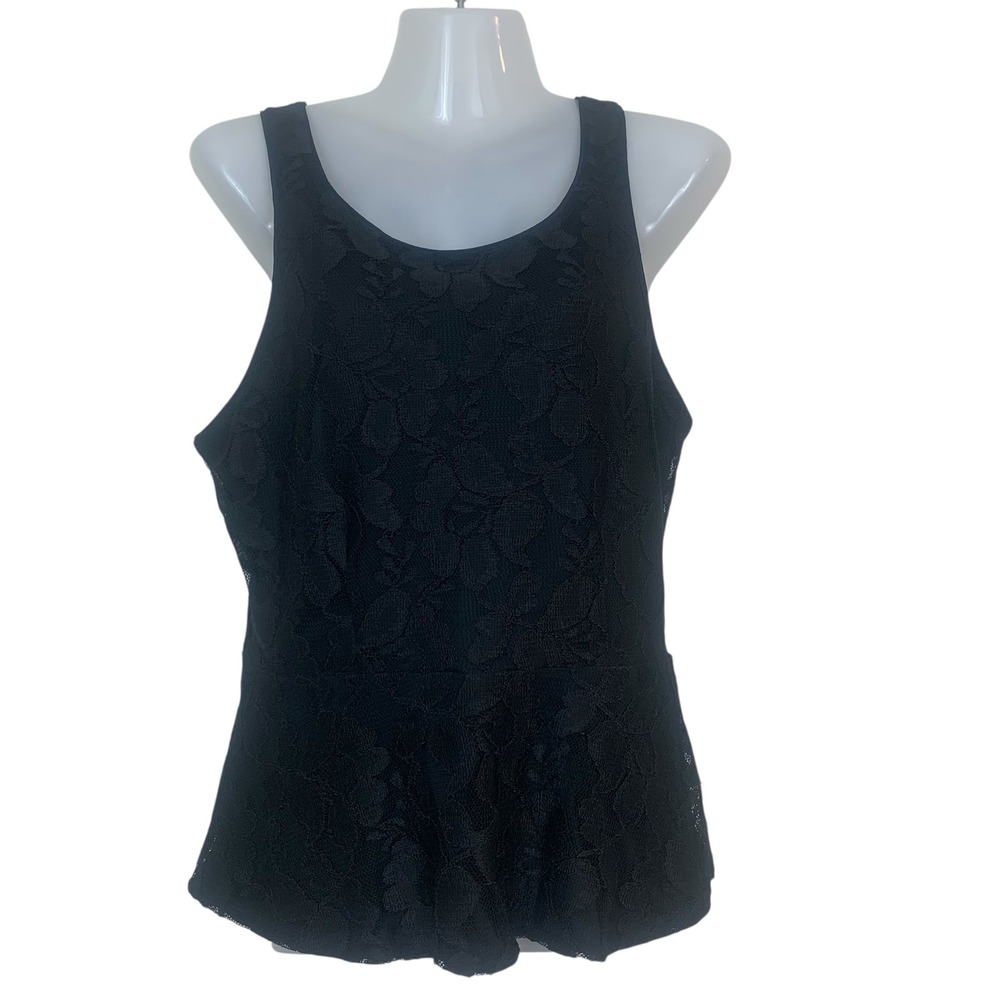 Express NWT Women's S/P Black Floral‎ Lace Peplum Top Sleeveless Exposed Back
